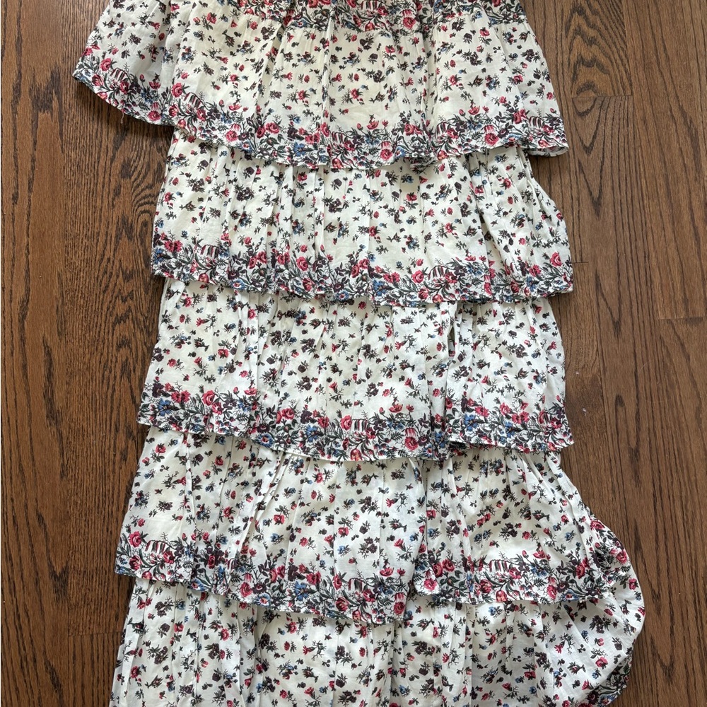LoveShackFancy Floral Print Maxi Skirt